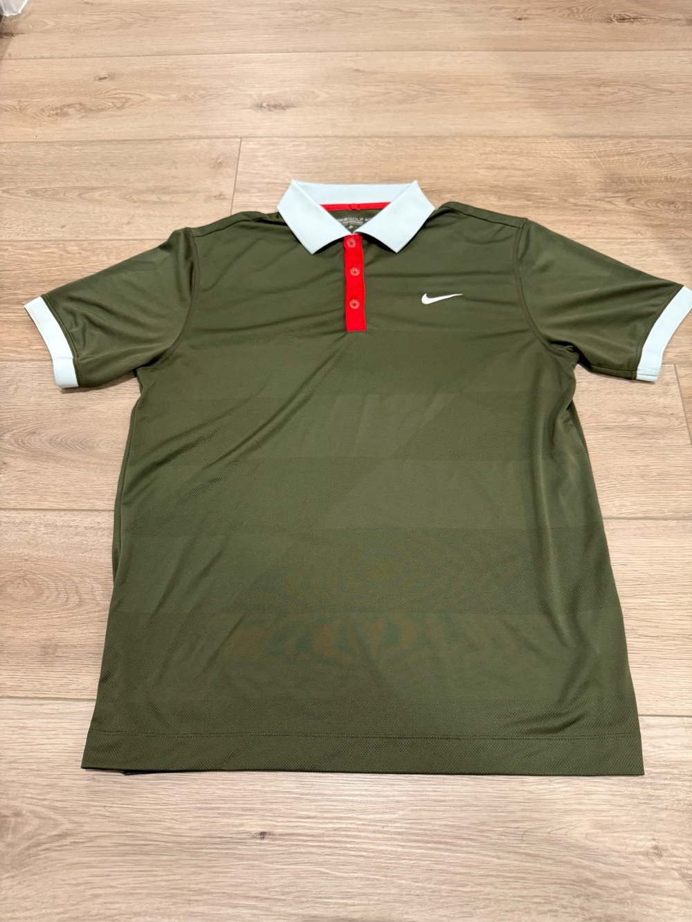 Nike Golf Tour Mens Fashion Body Map Polo Size Medium Olive Dri Fit 517905